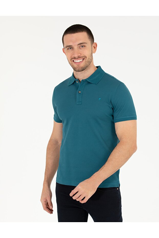 PİERRE CARDIN WOVEN EMERALD GREEN T-SHIRT