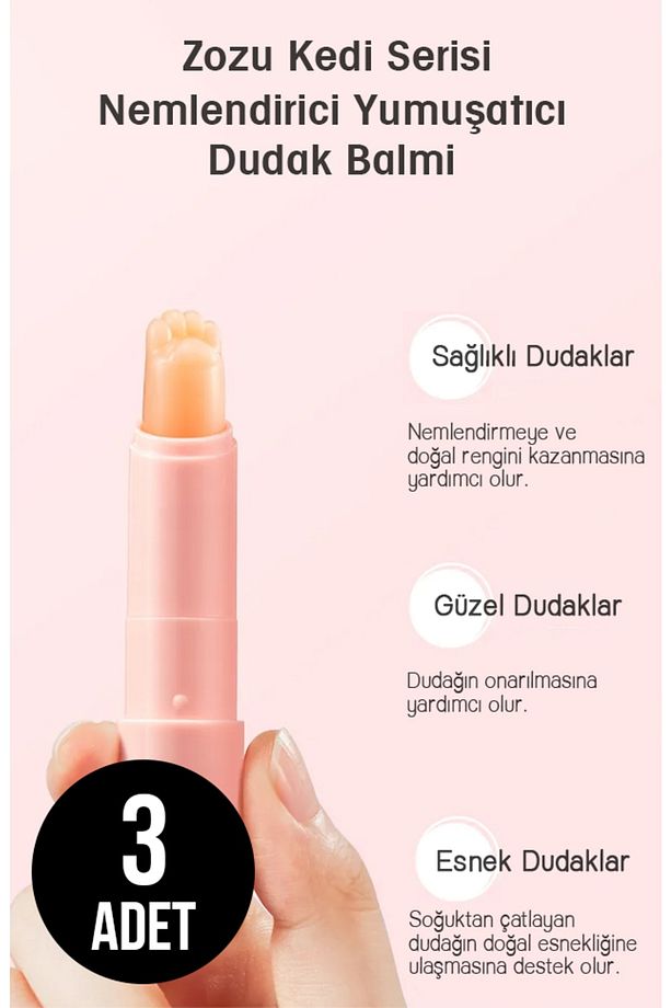 ® Kedi Serisi Havuçlu Nemlendirici Yumuşatmaya Yardımcı Dudak Balmı 3,2 gr 3 ADET - 1