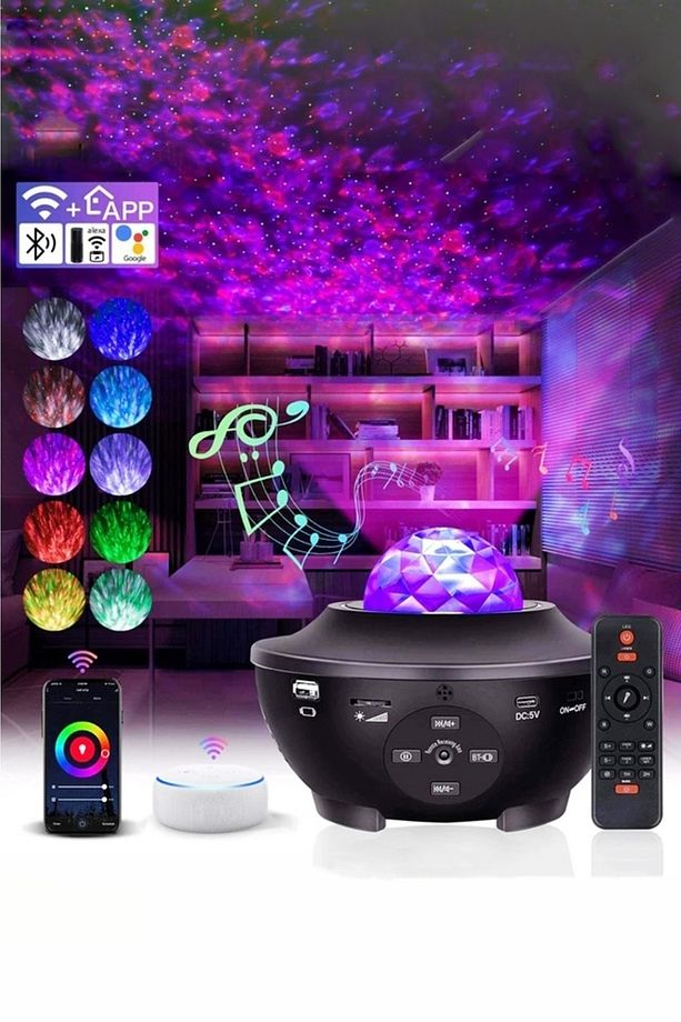 Starry Galaksi Projektörlü Bluetooth Hoparlör Gece Lambası - 1