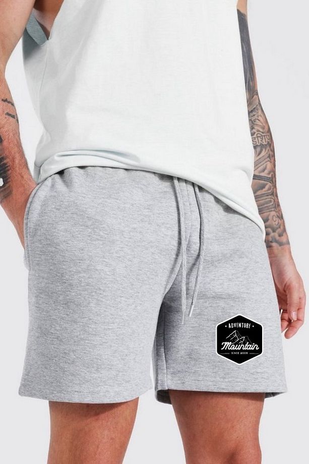 Regular Fit Mountain Baskılı Gri Şort - 1