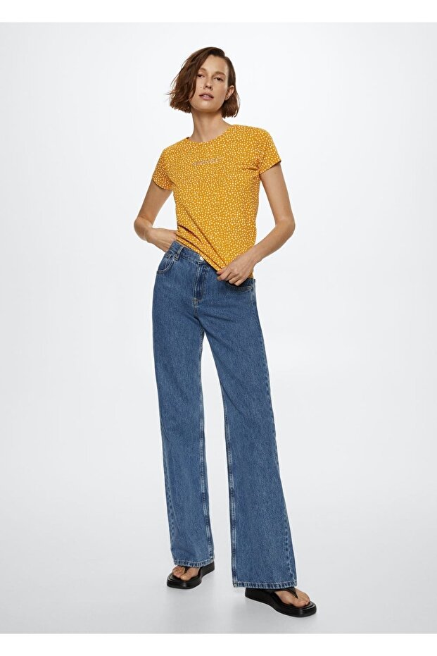 Logo Işlemeli Desenli Tişört - 2