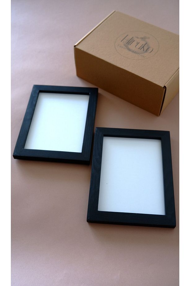 Ahşap Çerçeve Iç Ölçü 13x18 Cm 2'li Set Siyah & Beyaz & Ahşap Masaüstü&duvar Çerçevesi - 1
