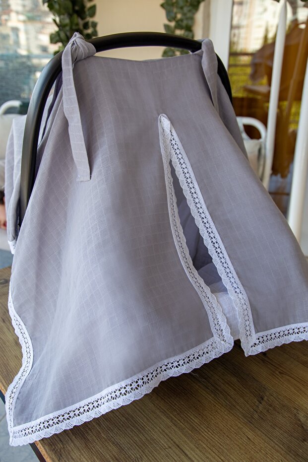 Stroller Cover/Stroller Cover 100% Cotton Muslin Gray
