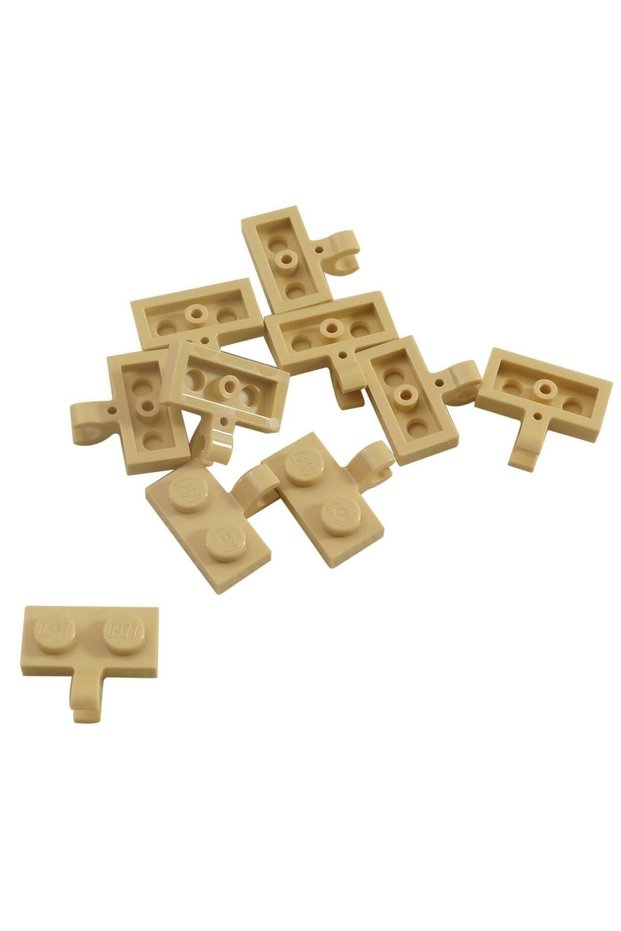 Custom Moc Akseuar Plate Modified 1 X 2 Horizontal Clip Tan Brick 4 Pieces Will Be Shipped