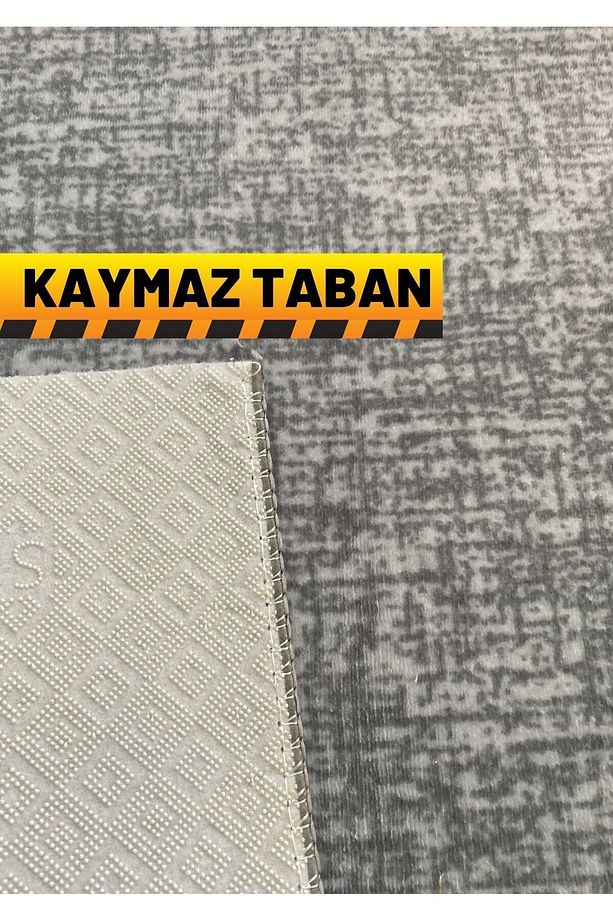 Briella Mns Yıkanabilir Kaymaz Tabanlı Kesme Rulo Halı Yolluk Gri-krem - 5