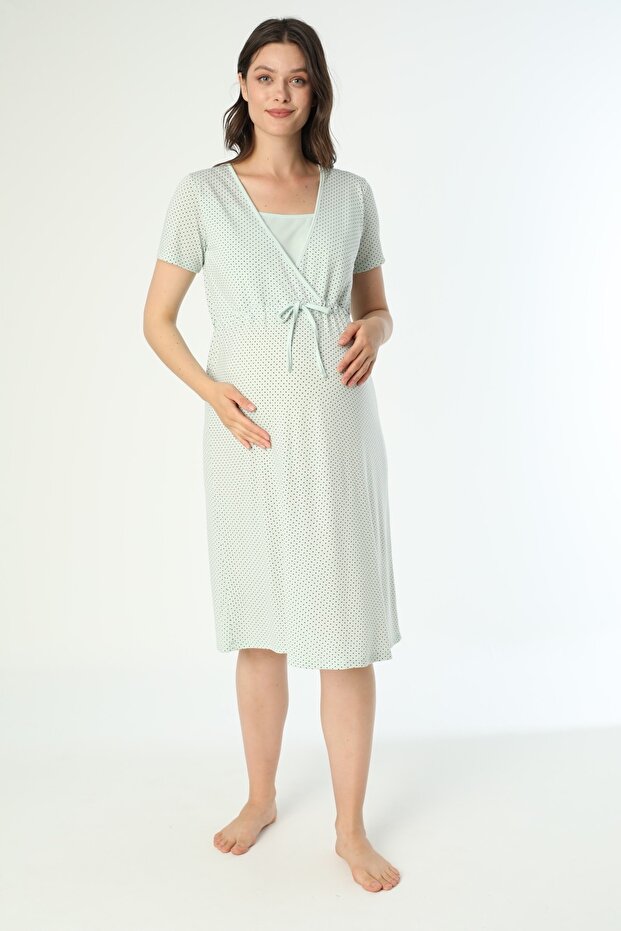 Green Maternity and Maternity Nightgown Set
