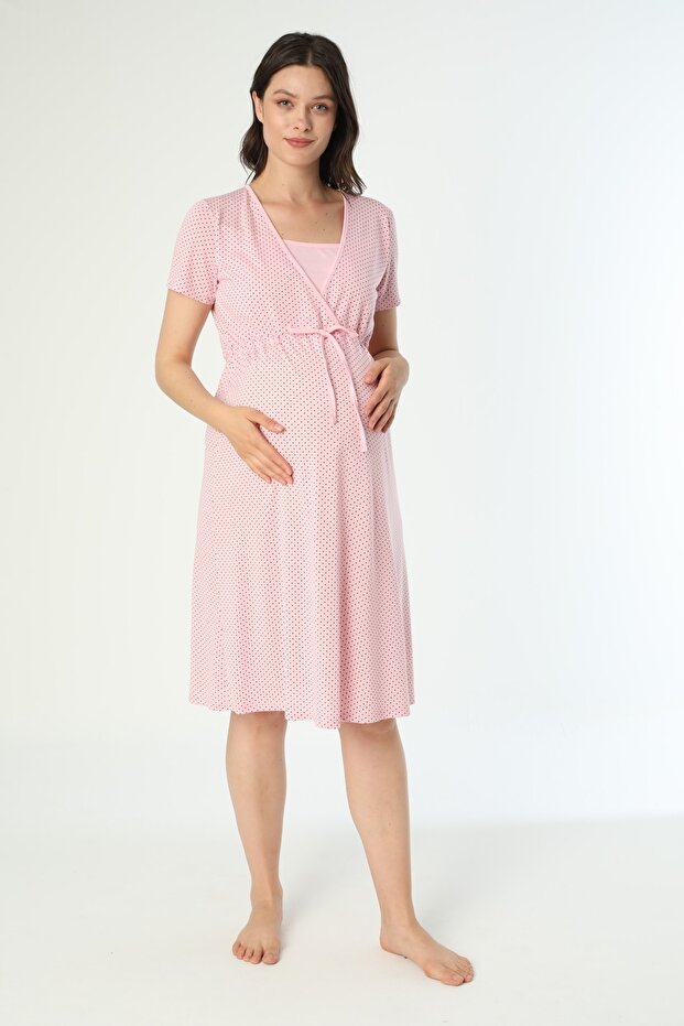 Pink Maternity and Maternity Nightgown Set