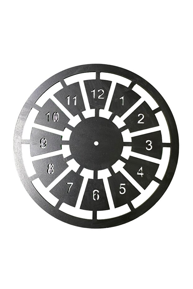 Wooden Macrame Clock Pulley Black 40 Cm