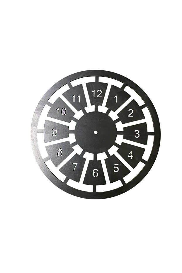 Wooden Macrame Clock Pulley Black 30 Cm