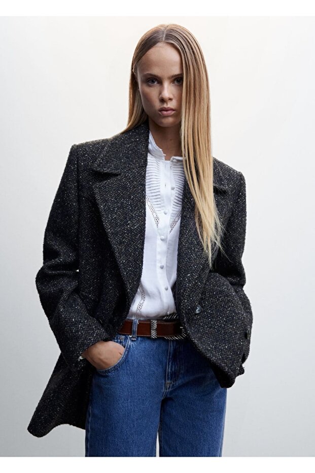 Prošedivělý kabát s klopou - 1