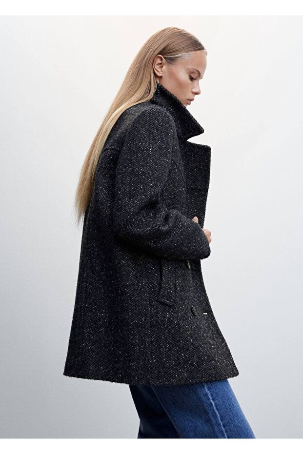 Prošedivělý kabát s klopou - 5