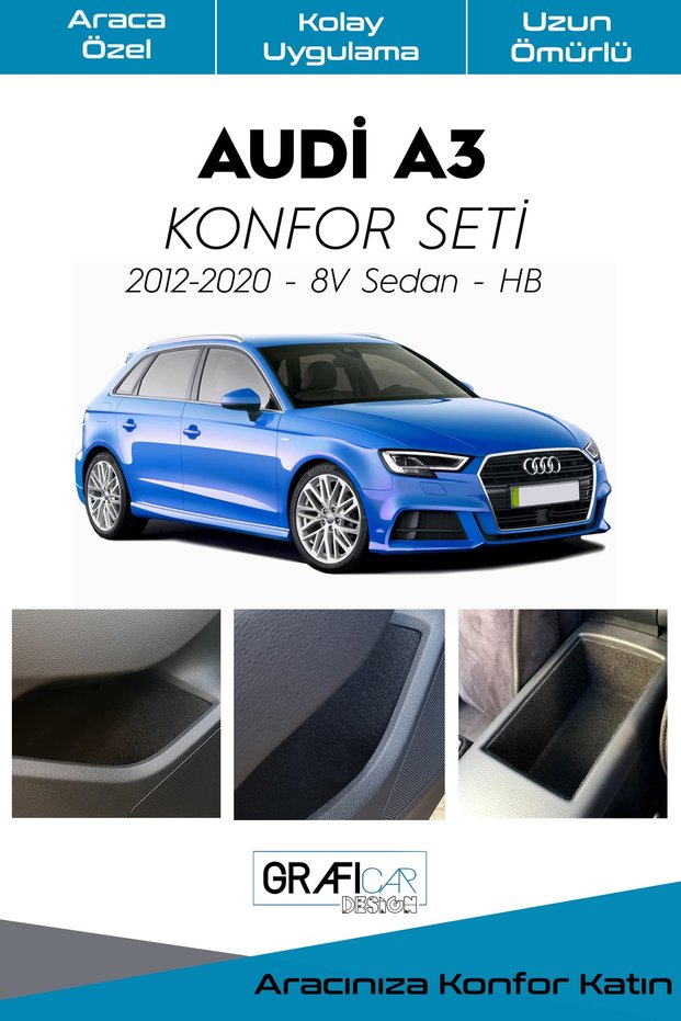 Audi A3 Comfort Set - Interior Trim Fabric Velvet Covering - Product for Sound Insulation Purposes / 2012-2020 Sedan / hb -8v