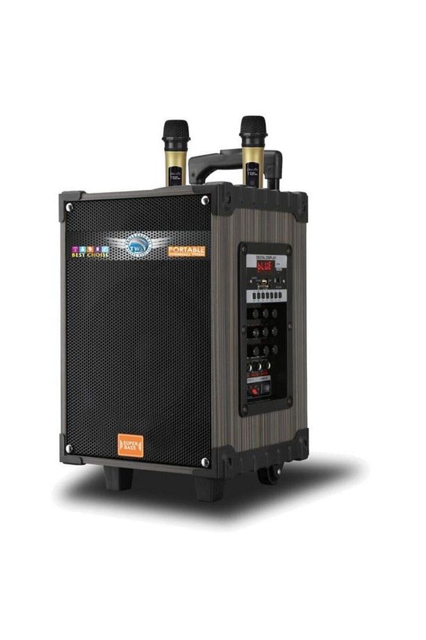 Super Bass Şarjlı Mikrofonlu Hoparlör Sistemi Kablosuz 2 Mikrofon Bluetooth Hoparlör - 2