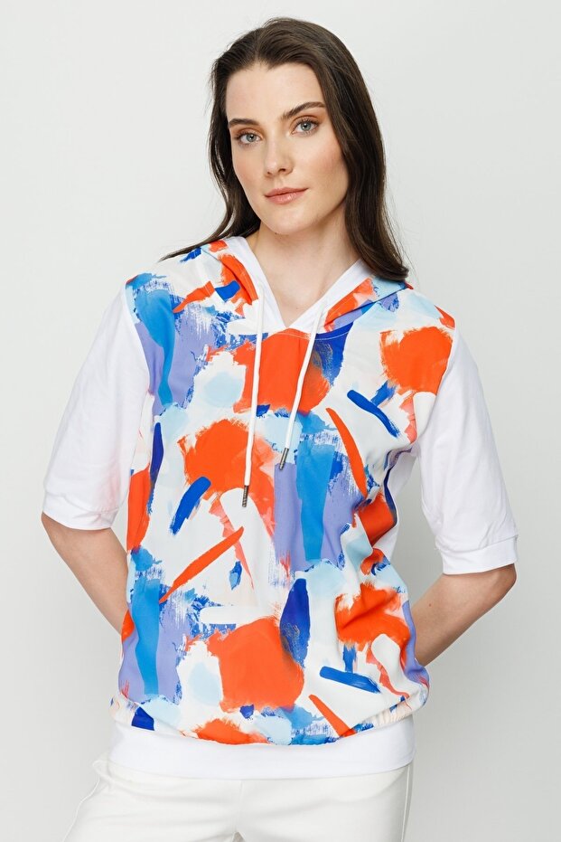Hooded Patterned T-Shirt