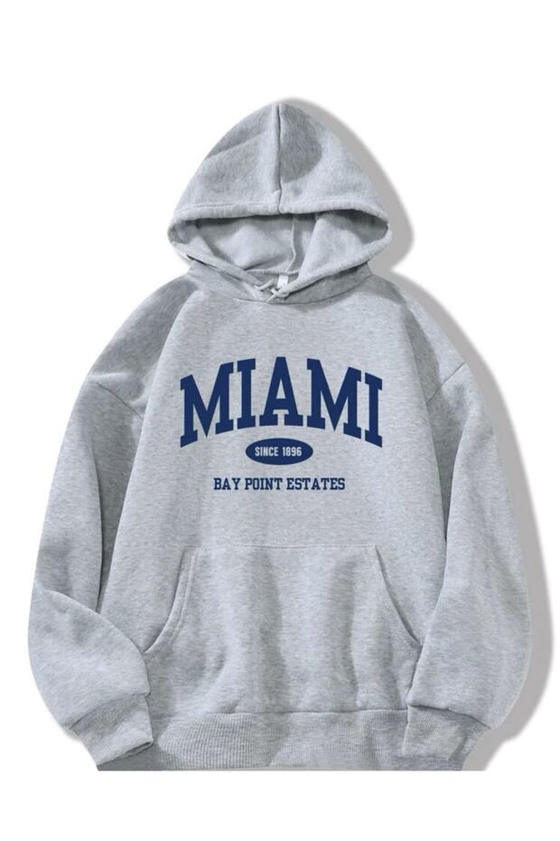 Unisex MIAMI printed hooded oversize sweatshirt
