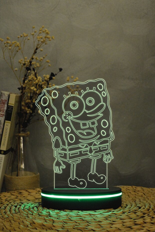 Sünger Bob - 3 Boyutlu 16 Renk Dekoratif Gece Lambası 3d - 5