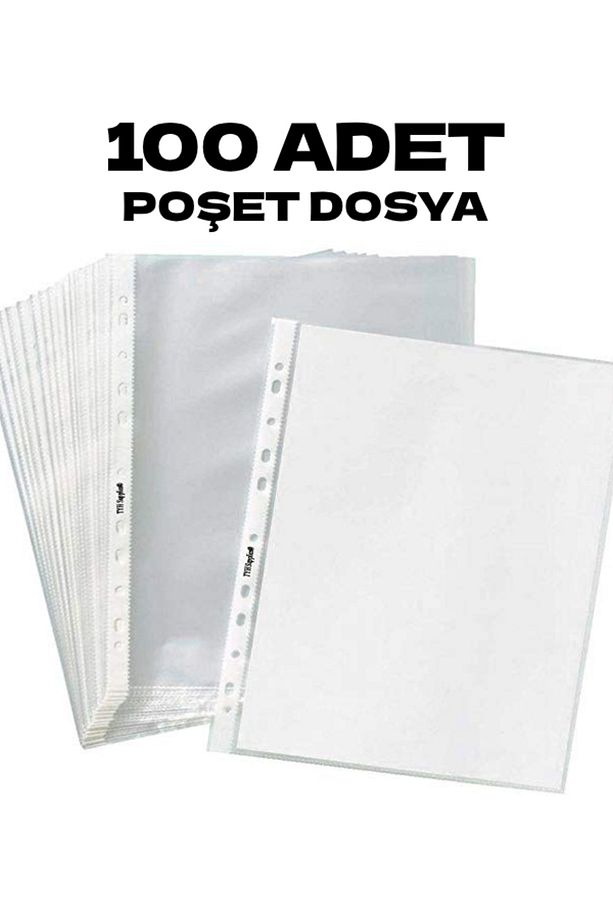 100 Adet A4 Şeffaf Dosya Föy Poşet Dosya - 1