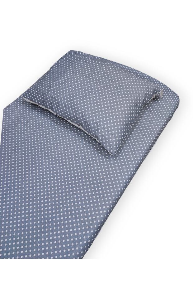 Cotton Baby Kids Elastic Sheet and Pillowcase 40x80 Gray Polka Dot