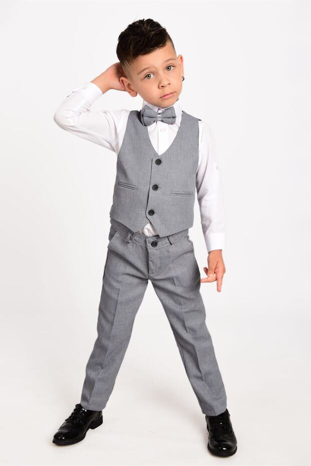 Boy's Suit 3-Button Tuxedo with Vest and Bow Tie