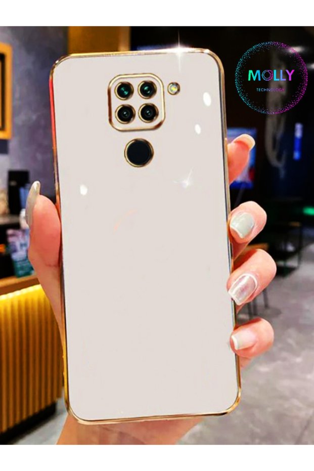 Luxury Silicone Case for Xiaomi Redmi Note 9 with Pearl White Edges Gold Detail