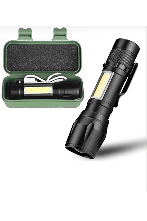 Ultra Güçlü 2500 Lumen 5W Cob Led Usb Şarjlı El Feneri Avcılık Kamp Feneri Deprem Çantalık Fener - 1