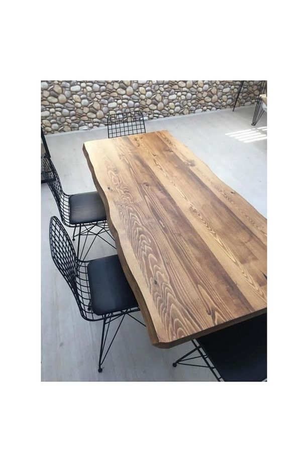 EnjoyLifeTasarım %100 Ahşap Masif (3.5 cm Tabla) Oval Masa 80x150cm - 3