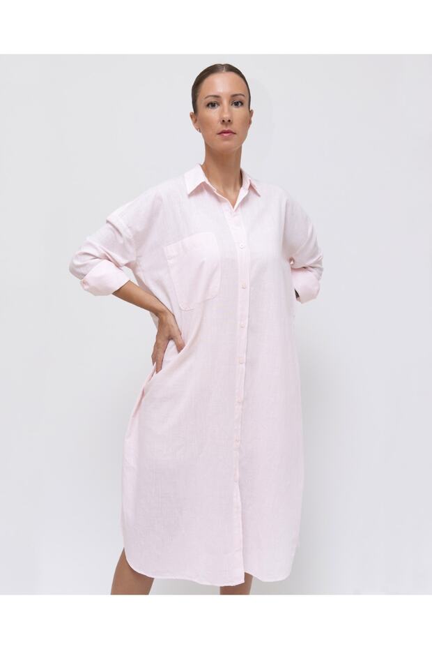 Flamlı Gömlek Elbise - 1