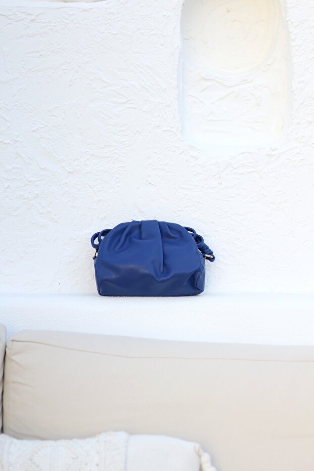Women's Blue Soft Pleated Shoulder Bag