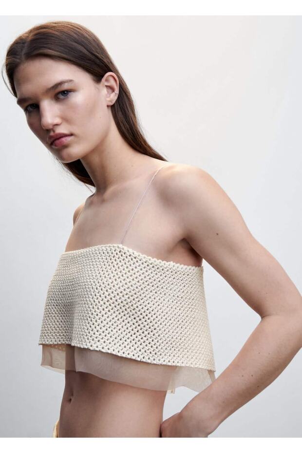 Ajur Örgü Cropped Bluz - 7