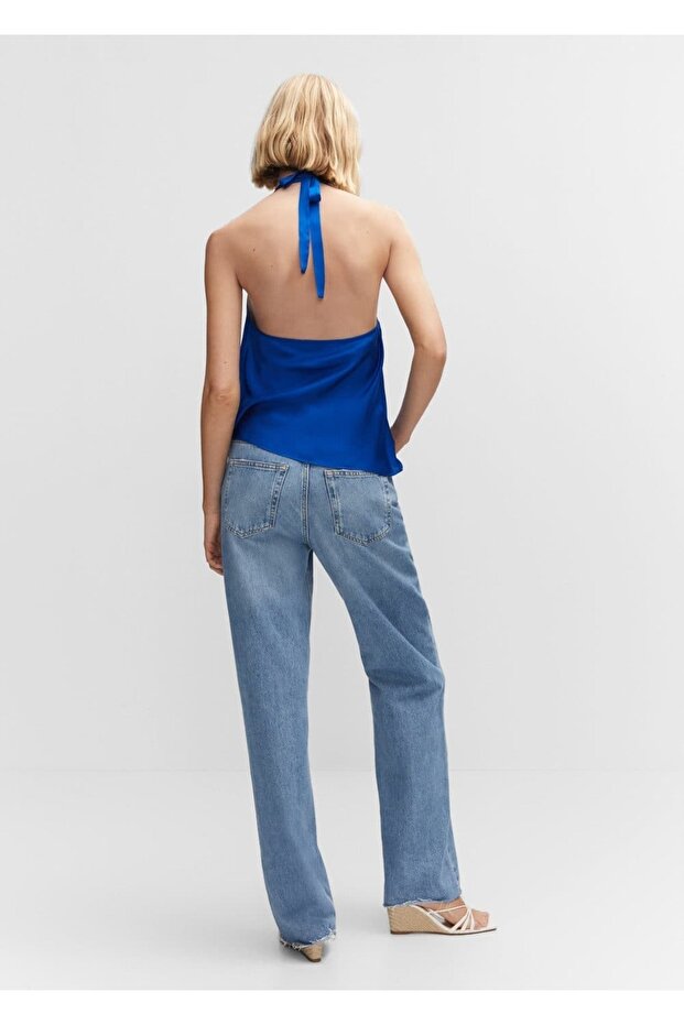 Drapeli Yaka Saten Bluz - 4