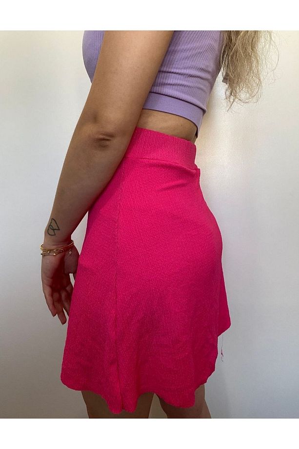 PEMBE YAZLIK ŞORT ETEK - 2
