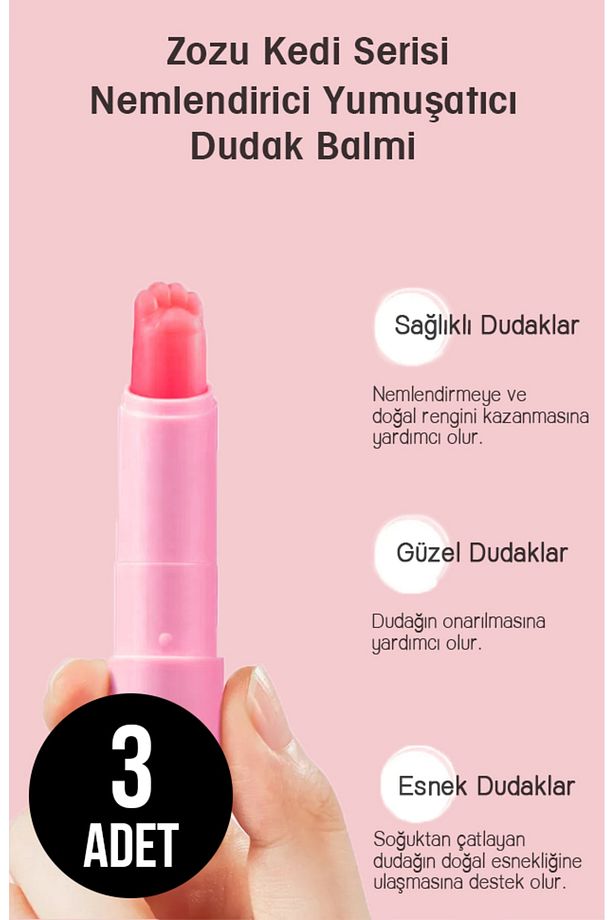 ® Kedi Serisi Kirazlı Parlatıcı Etkili Yumuşatmaya Yardımcı Dudak Balmı 3,2 gr 3 ADET - 1