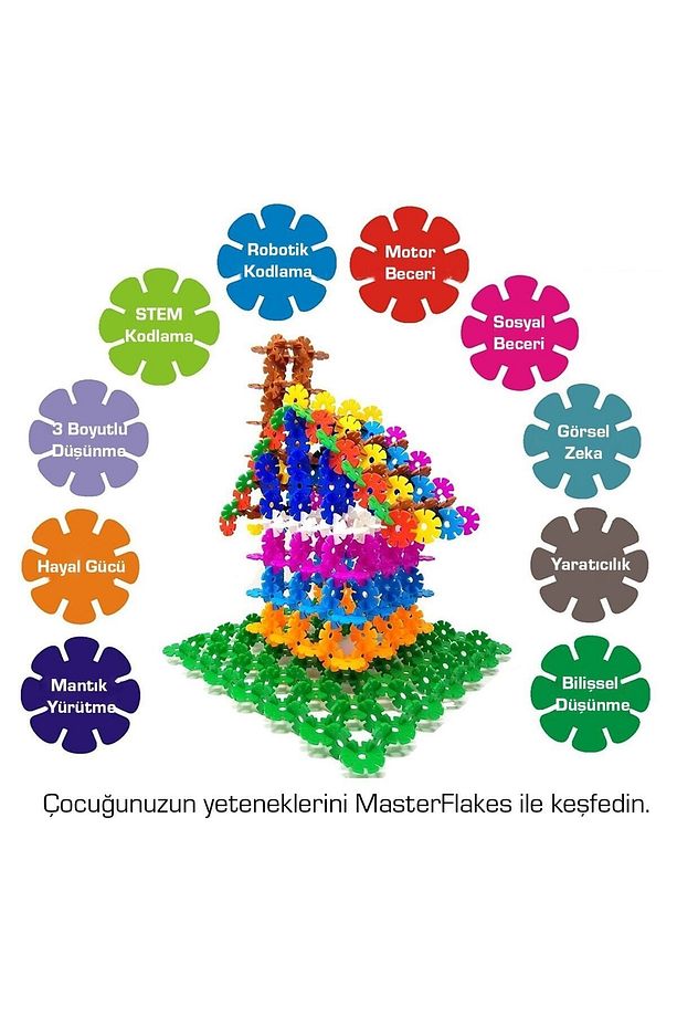 Masterflakes Eğitici Kilitli Diskler Stem Eğitimi Uyumlu 5 Renk Ve 300 Parça Yapı Oyuncak Seti - 4