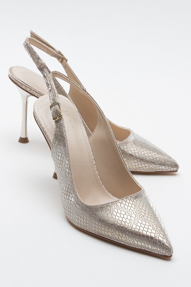 ORFO Gold Patterned Women's Heeled Shoes