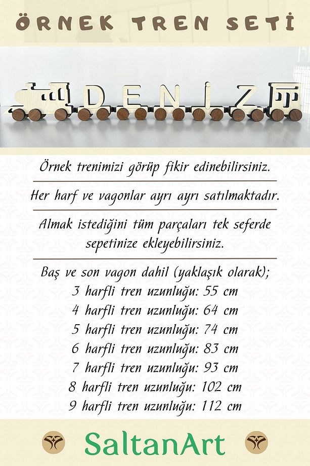 Ahşap, Mıknatıslı ve Döner Tekerli Neodyum Mıknatısla Yapışan İsim Yazılabilir Harf Tren S Harfi - 8