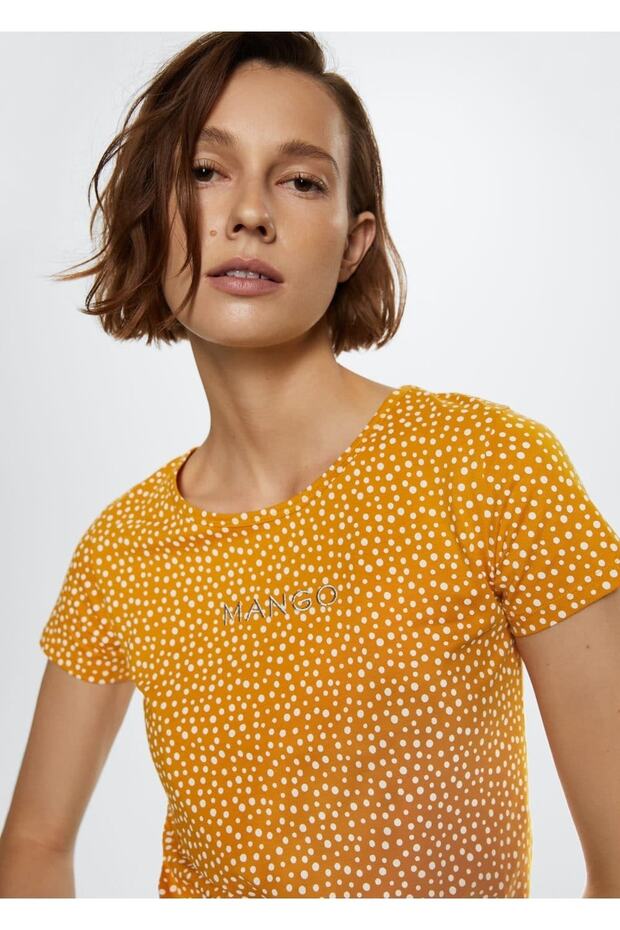 Logo Işlemeli Desenli Tişört - 6