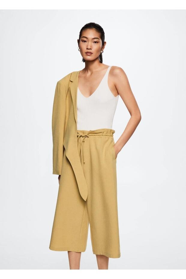 Dökümlü Culotte Pantolon - 5