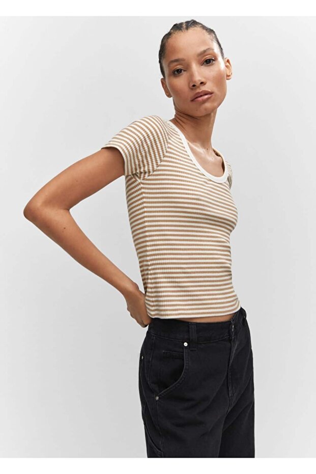 Ριγέ υφαντό μπλουζάκι - 1