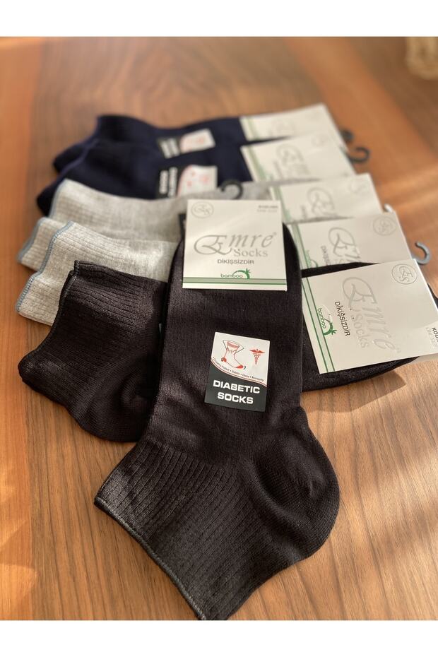 Men's Socks 12 Pairs Diabetic Bamboo Socks Mixed Colors - Booties Seamless and Non-Tightening Elastic