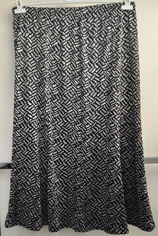 STAR PATTERNED ELASTIC WAIST LARGE SIZE VIOLET VISKOSE FLEXible SKIRT