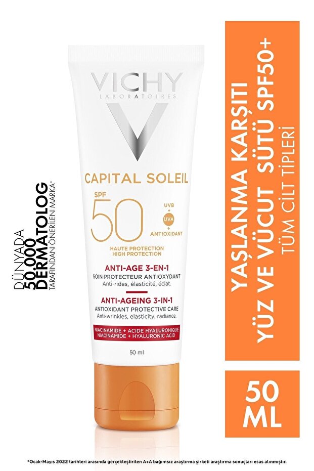 Anti-Wrinkle and Anti-Aging High Protection Facial Sunscreen SPF 50 50/ML: