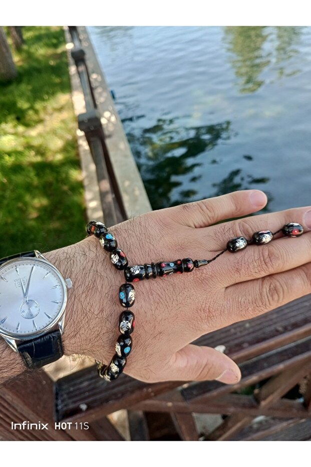 التميمة مزدوجة الرأس النسر التطريز الأصلي Oltu حجر مسبحة - 2