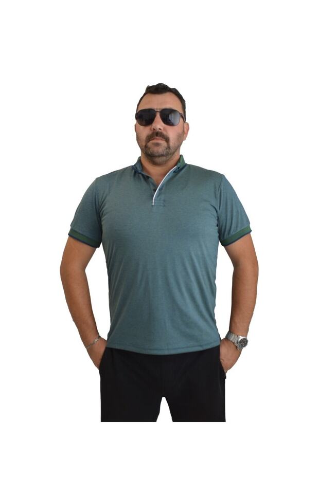 Men's Polo Collar Green Color T-Shirt