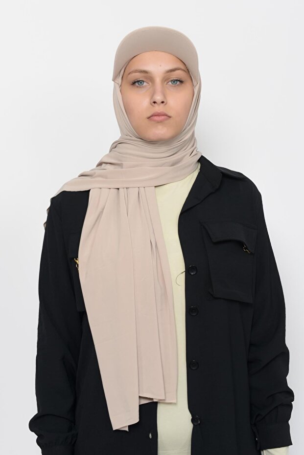 Lycra Shawl with Practical Hat - Dark Cream