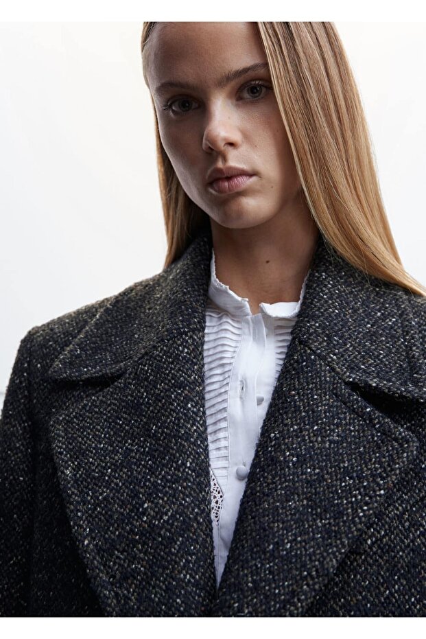 Prošedivělý kabát s klopou - 6