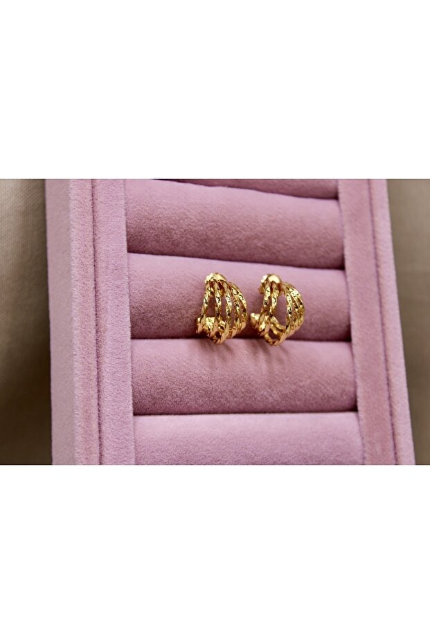 أقراط دائرية ذهبية متعددة المنظر - 1