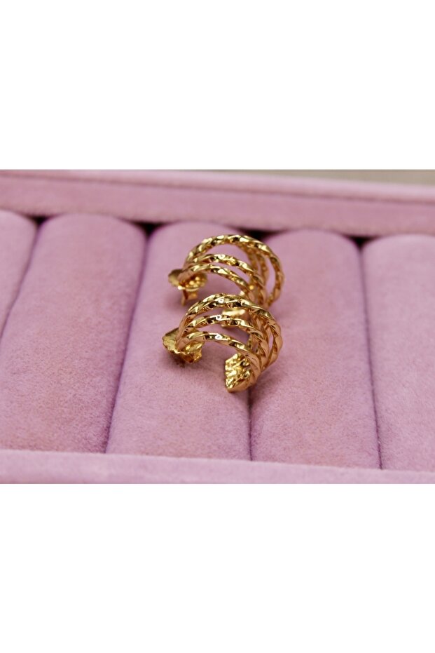 أقراط دائرية ذهبية متعددة المنظر - 2