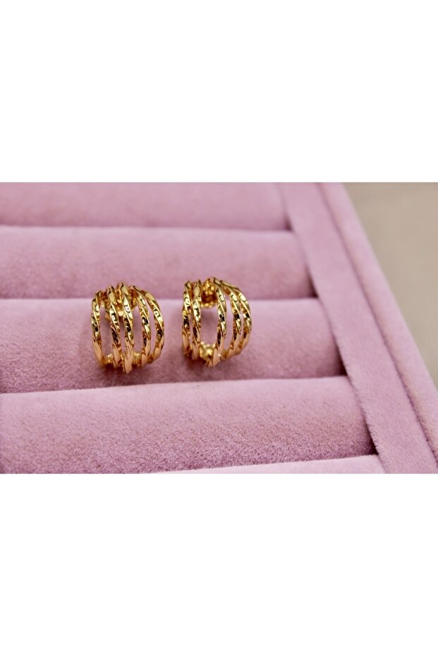 أقراط دائرية ذهبية متعددة المنظر - 3