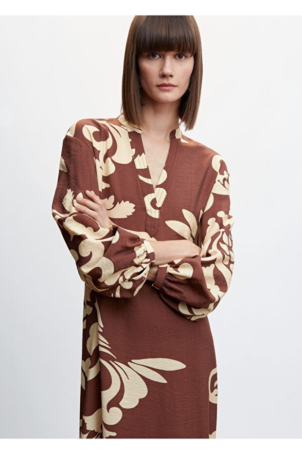 Patterned Cut-out Detailed Dress