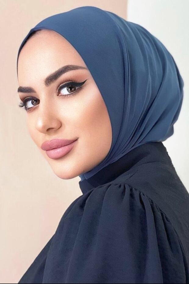 Snap Fastener Top متوافق مع Hijab Bone Indigo